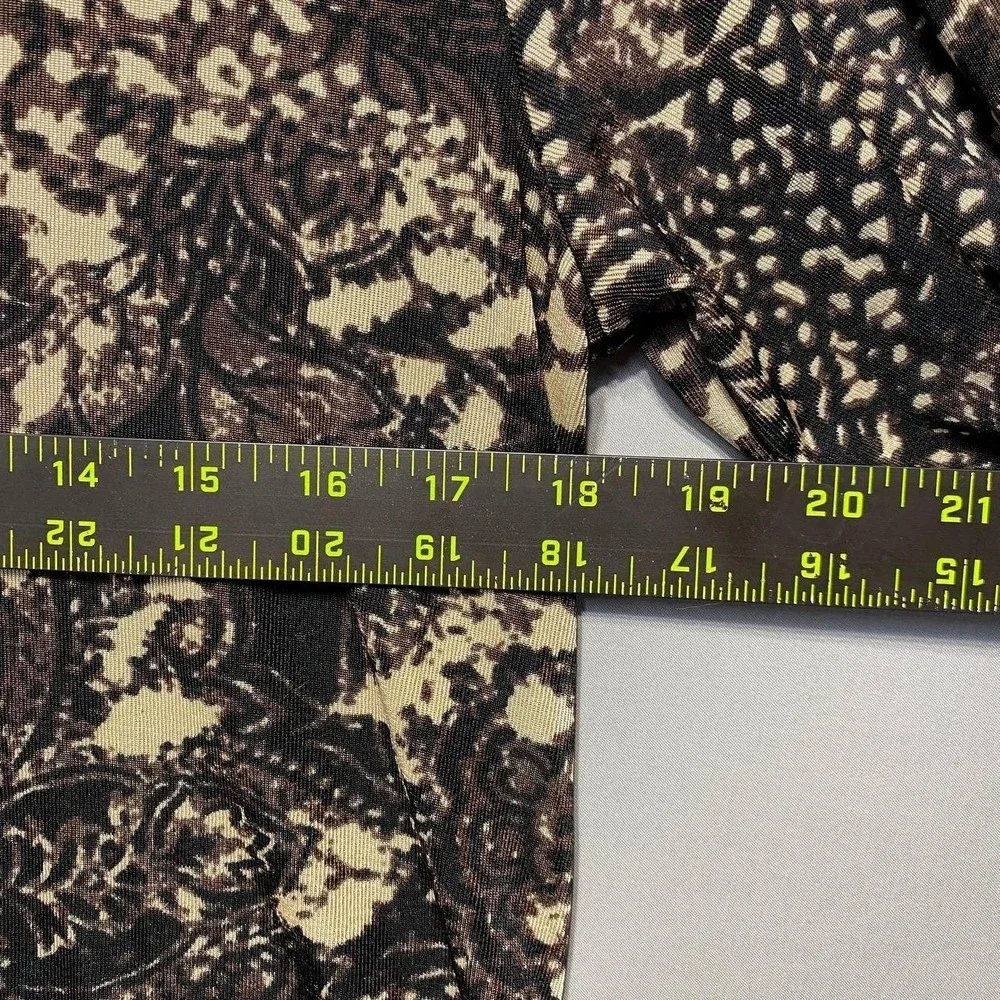 Chicos Travelers Shirt Dress Womens M Brown‎ Abstract Slinky Knit Stretch Travel